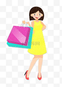 燃爆购物图片_拎着购物包装袋的女性