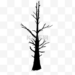 大雪枯树枝图片_黑色简约枯树
