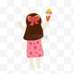 小女孩吃冰淇淋免抠图