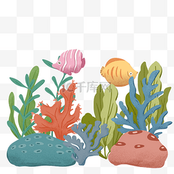 海底珊瑚石头图片_水植物海藻热带鱼