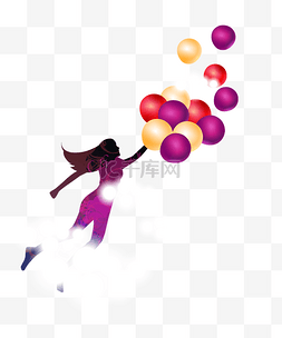 飘舞的人图片_拿着气球的女孩
