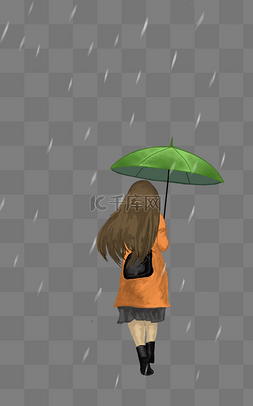 撑伞冒雨的女孩