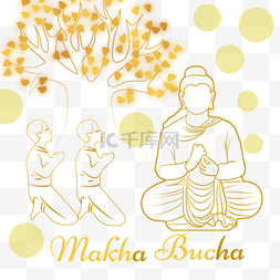 makha bucha泰国节日金色抽象线条