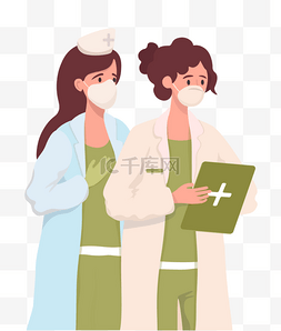 医生护士戴口罩图片_矢量扁平疫情带口罩医生护士医务