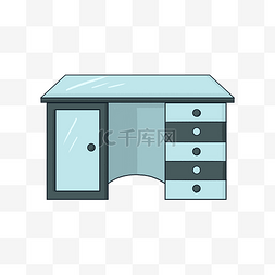 蓝色家具桌子插画