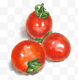 小番茄图片_水彩小清新水果大红色小番茄