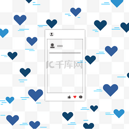 蓝色爱心社交媒体边框