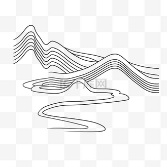 漂亮的山水剪影图片素材_漂亮线性山水