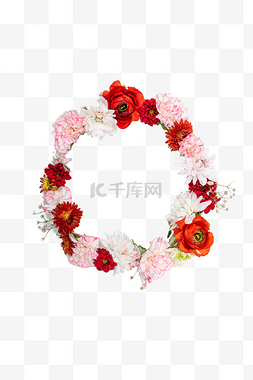 边框素材图片_女神节鲜花花环