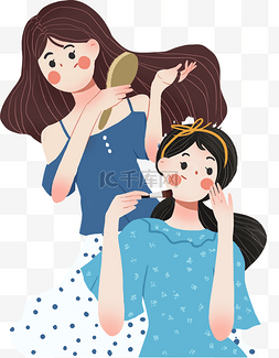 化妆人物插画图片_化妆 少女