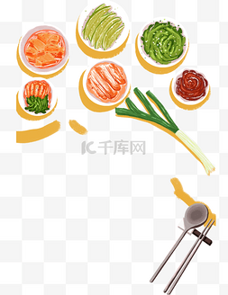 泡菜大蒜豆角筷子勺子食物