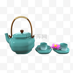 C4D制作仿真蓝色茶具