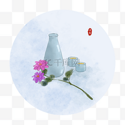 中寒露图片_二十四节气插画菊花茶