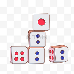 骰子卡通图片_彩色的麻将骰子插画