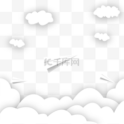 白色纸飞机装饰图片_纸飞机飞翔剪子风元素