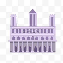 立体紫色城堡插画
