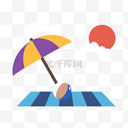 努力生活图片_扁平风夏季海滩元素