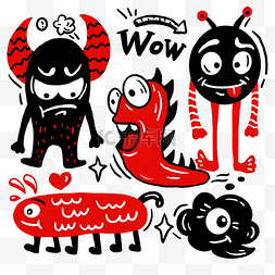 怪兽可爱表情涂鸦