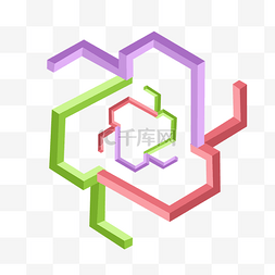 图形拼接图片_彩色不规则立体几何长方体拼接块