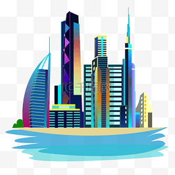 迪拜图腾图片_渐变城市剪影——迪拜
