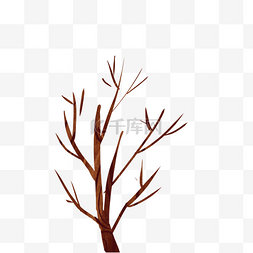 红色棕色的大树免抠图