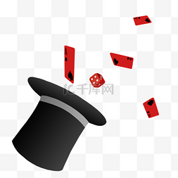 黑白骰子图片_魔术帽扑克牌骰子漂浮