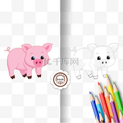 pig clipart black and white 黑白线稿可