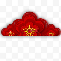 喜庆节日创意图片_红色圆弧传统花朵元素