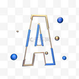 金色3d字母图片_立体C4D字母蓝色装饰