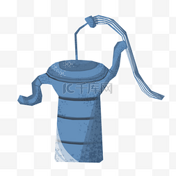 复古水壶图片_蓝色手绘压水井