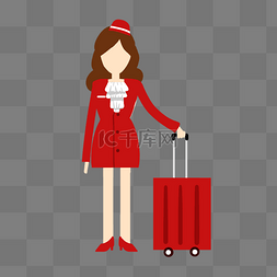 红色行李箱图片_空姐和行李箱