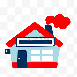 红色房屋建筑图片_浅蓝色房屋建筑插图