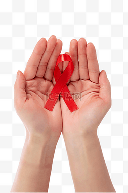 预防艾滋病标志图片_手和红丝带
