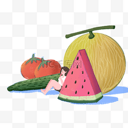 夏季插画水果蔬菜