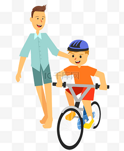 孩子骑车图片_爸爸教孩子骑车