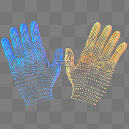 手掌图片_科技智能双手魔幻数据点状蓝色黄