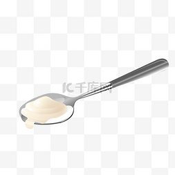 芒果优格炫酷冰沙图片_勺子上的酸奶