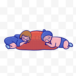 睡觉的宝宝素材图片_卡通矢量免抠可爱睡觉的两个婴儿