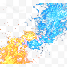 冰蓝色的火图片_创意手绘冰火相交的图案