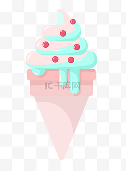 粉色冰淇淋卡通插画
