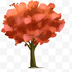 卡通创意装饰图片_橙色的大树装饰插画