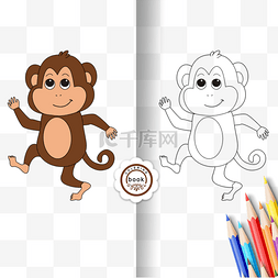 white字图片_monkey clipart black and white 猴子儿童