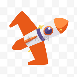 卡通风格橙色小火箭