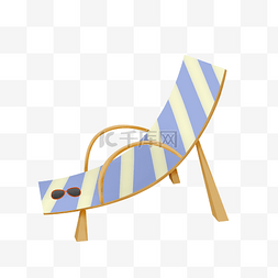 蓝色沙滩躺椅插画