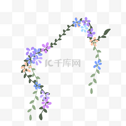 蓝色花朵花枝漂浮