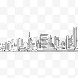 技能人员剪影图片_手绘线描城市剪影