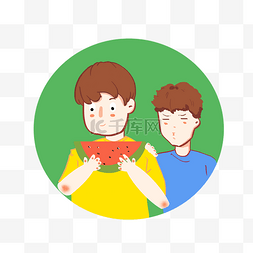 人吃西瓜图片_两人吃水果