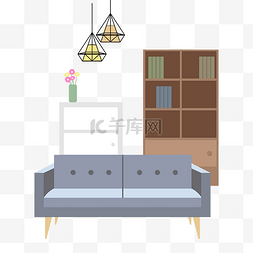装饰现代图片_清新现代家居家装沙发书柜素材