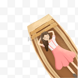 躺在船上的女孩图片_船上的女孩