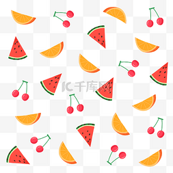 夏天樱桃橙子西瓜水果清新底纹